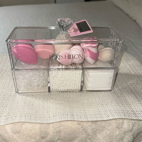 Paris Hilton Always Glam Clear Sparkle Plastic Beauty Organizer - Picture 1 of 9